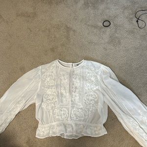 ZARA white lace long sleeve top